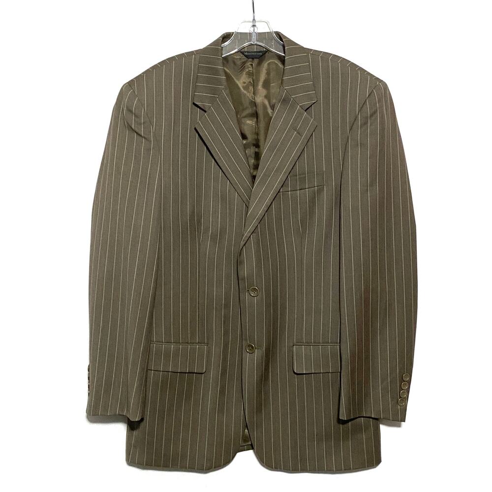 Montefino Uomo Super 120s Pinstripe Suit Jacket Blazer 38R Professional Career